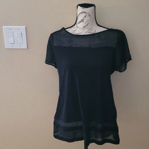 Banana Republic Black Sheer Short Sleeve Top